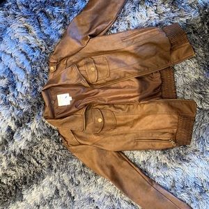 Brown leather jacket